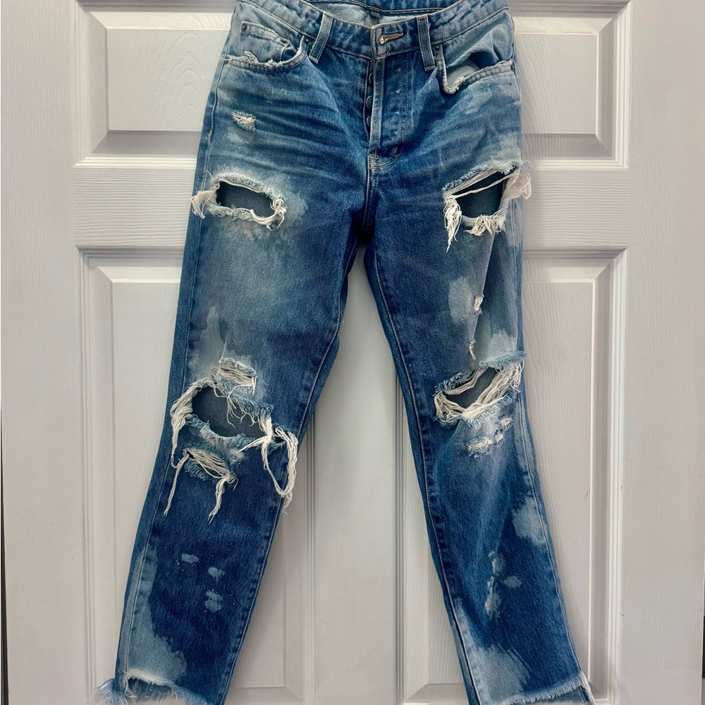 Carmar Straight Leg  Fit Distressed Denim Jeans Size 25
